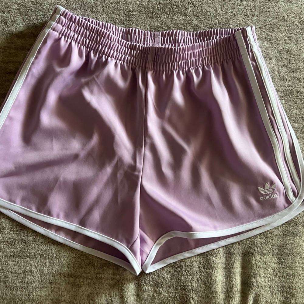 Adidas Women’s Lilac Track Shorts with White Trim